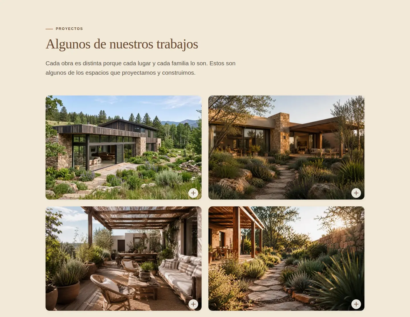 Galería de proyectos de la web del estudio de paisajismo